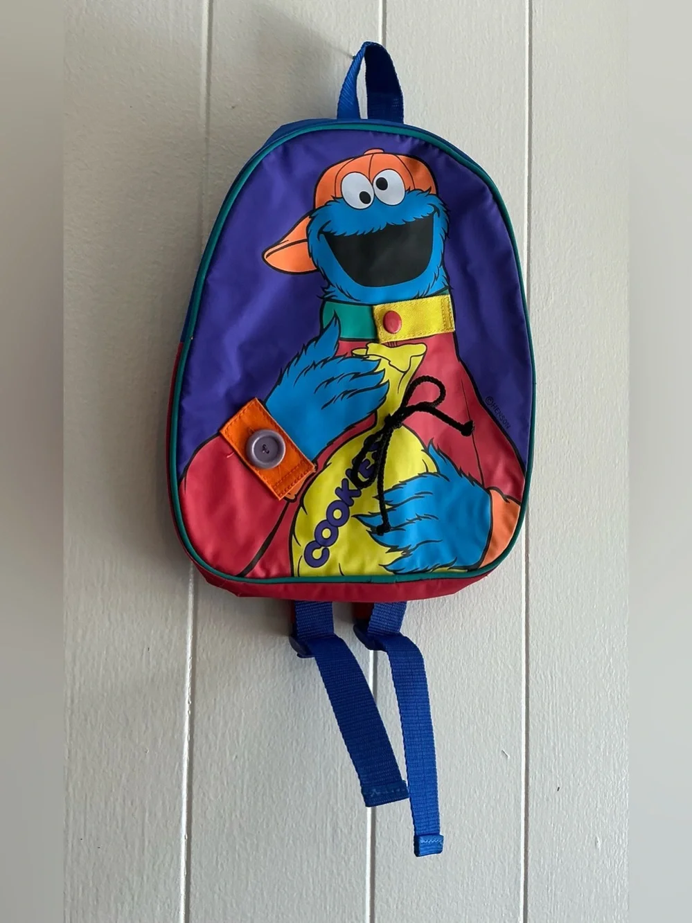 Rare Vintage Avon Sesame Street Cookie Monster Toddler Interactive Backpack Bag